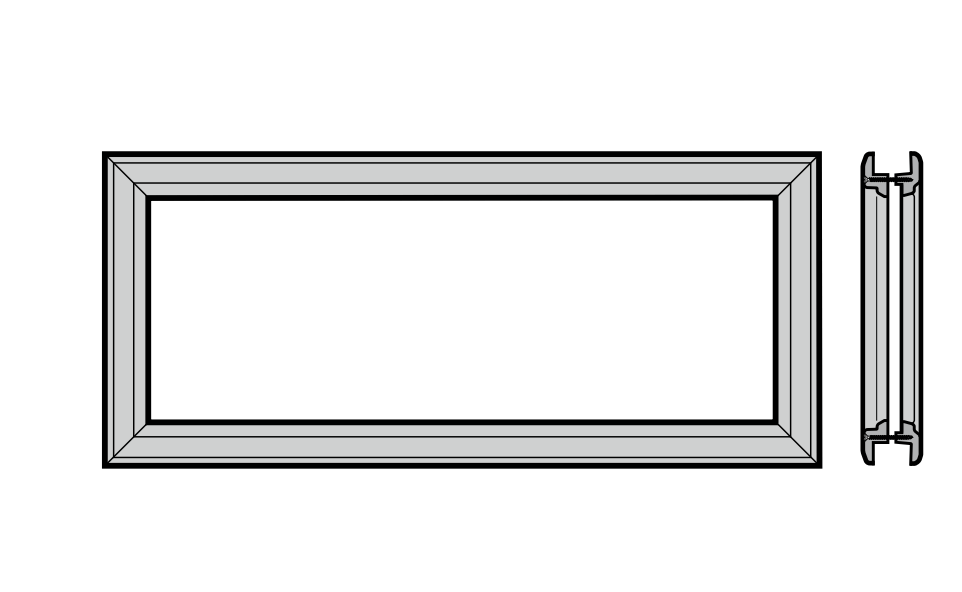 Rama okna kasetowego 650mm, wzór standardowy (do ocieplanych segmentów) RAL9016/9002