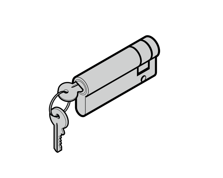 Jednostronna wkładka patentowa, 70 + 10 mm dźwignia zamykająca lewa, TS 42 mm