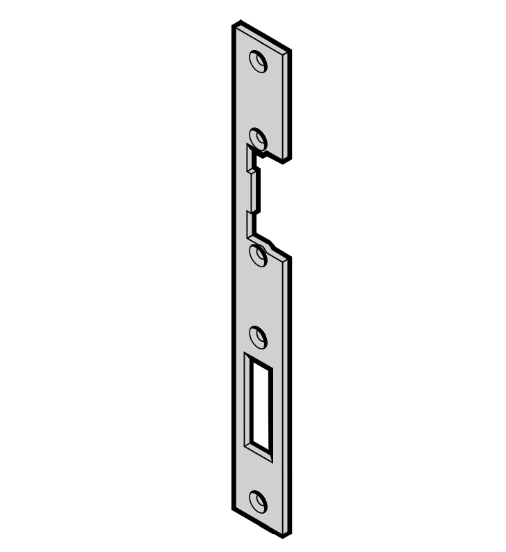 Blacha zaczepowa 92 mm do elektrozaczepu drzwiowego model 17E / 27E, drzwi przejściowe - prawa